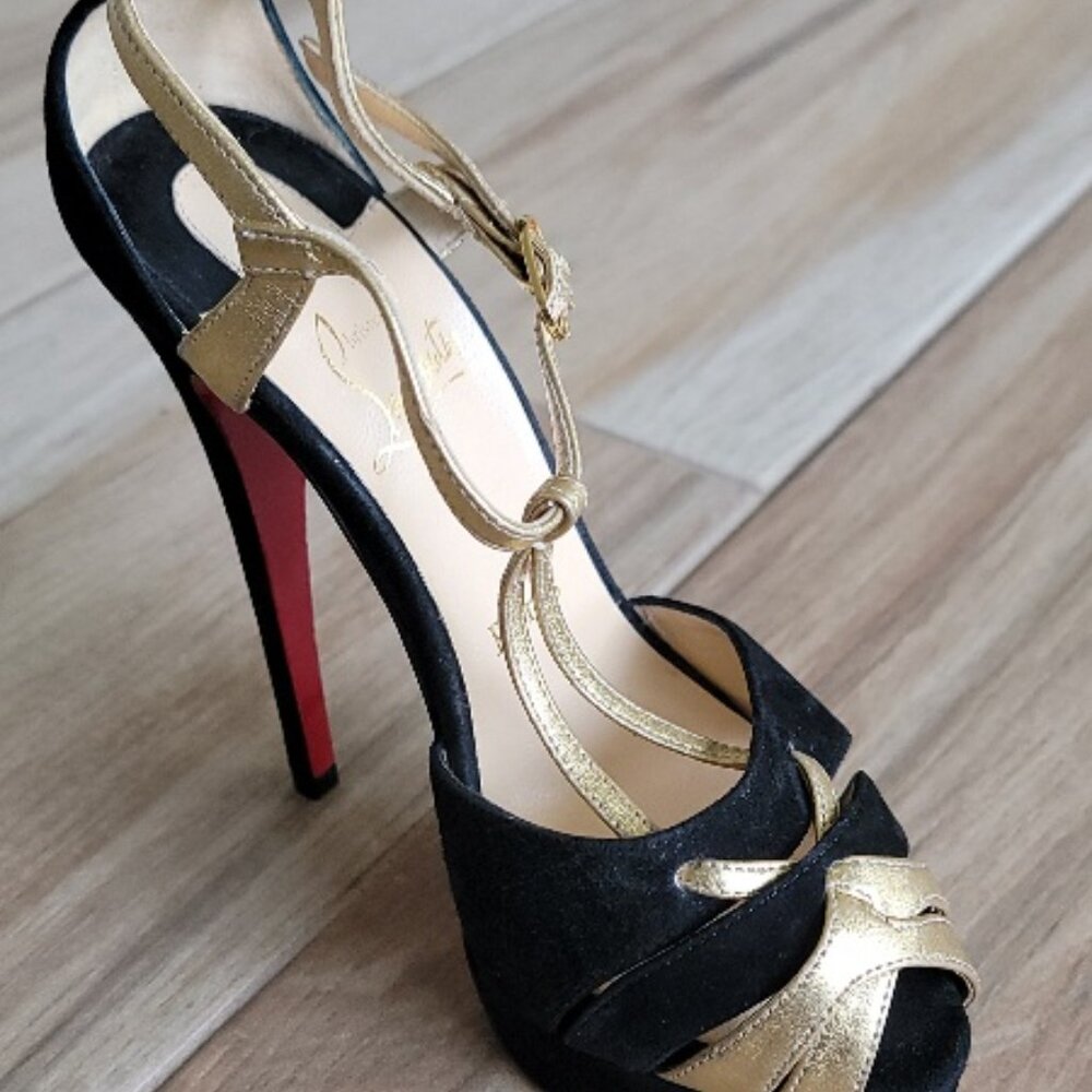 Christian Louboutin Suede Nappa Laminato Glennalta 150 Pump Shoe Eur. 35.5
